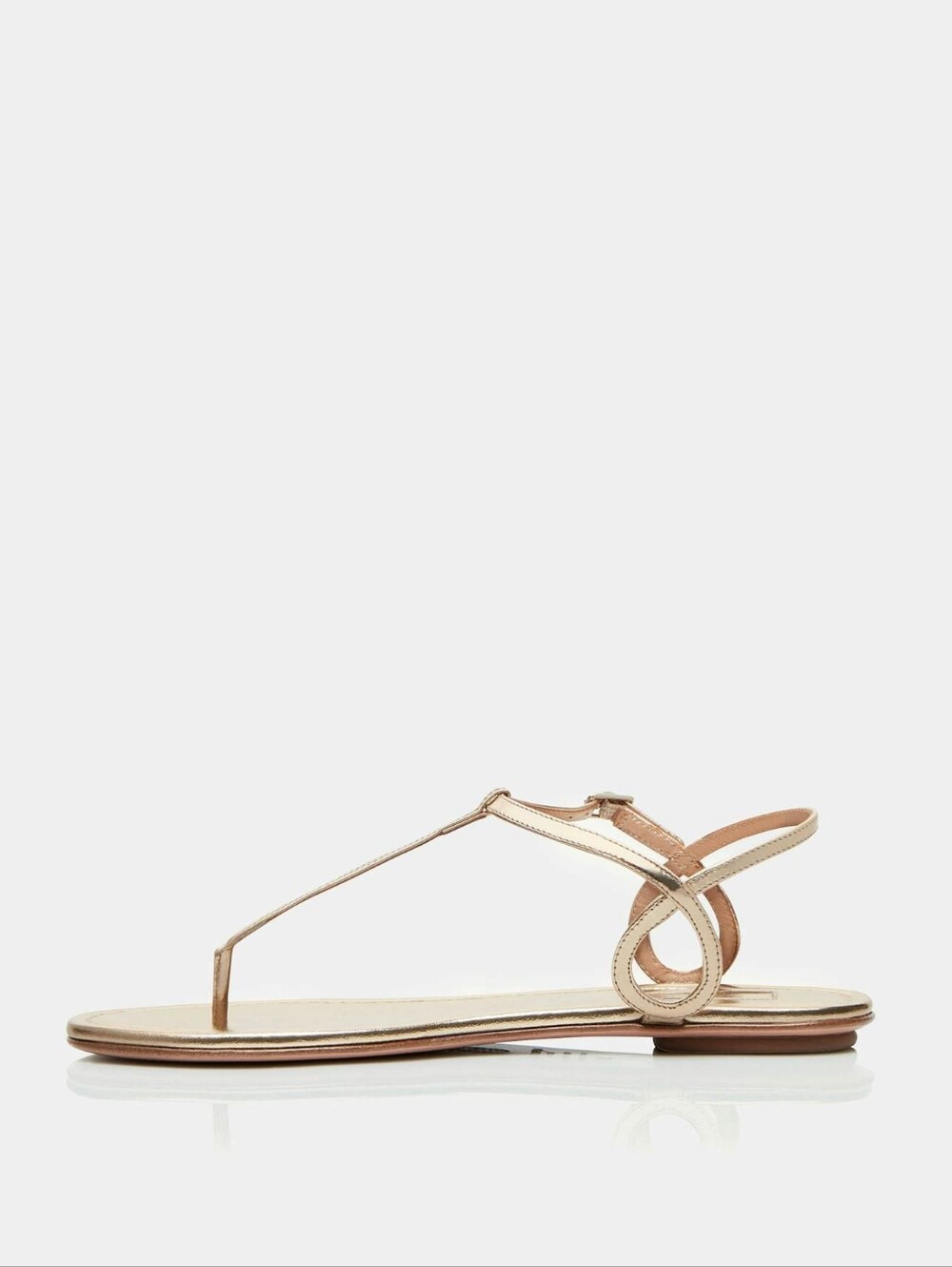 Aquazzura Gold Almost Bare Flat Thong Sandals Metallic Leather Sz EU 35.5 - Picture 6 of 15